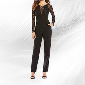 Gianni Bini Black Lace Long Sleeve Jumpsuit Size Small